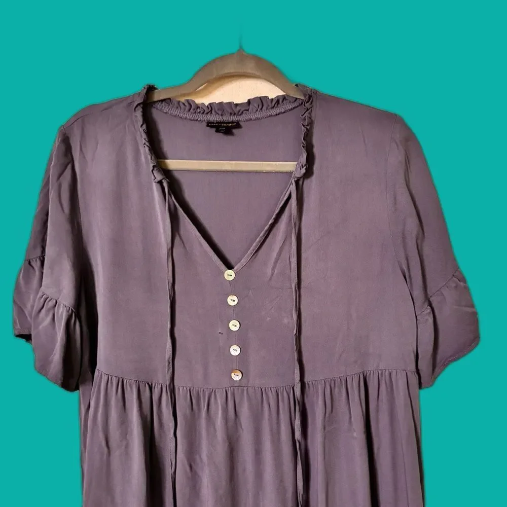 Rustic Western Blue Button-Down Dress with Ruffles | Small/Medium - Picture 3 of 6